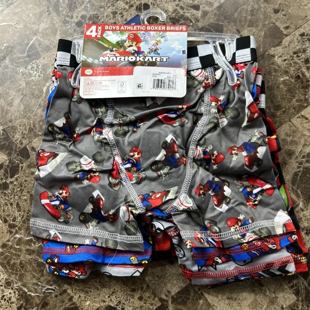 Mario Kart Boxer Briefs Boys 4‎ Pack Size 4